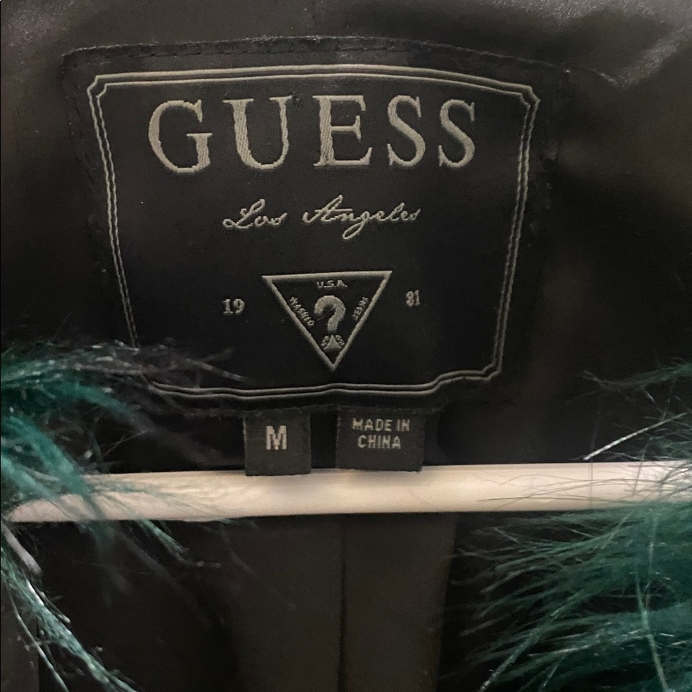 Guess Emerald Green Faux Fur Coat Jacket Medium - Picture 3 of 9